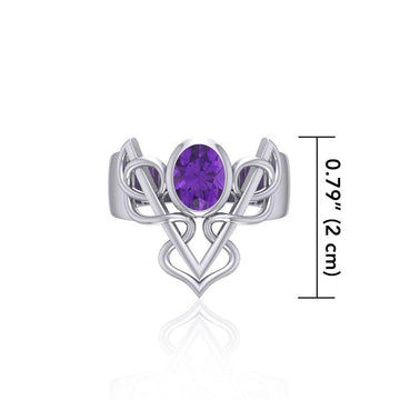 Filigree Twist Silver Ring with Gemstone TR773 - Jewelry